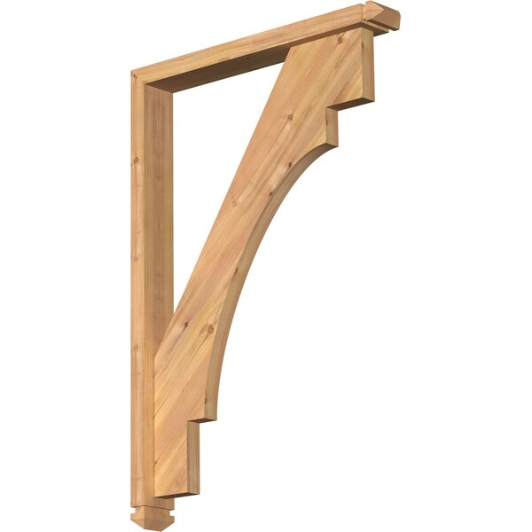 Ekena Millwork Merced Arts and Crafts Smooth Bracket w/ Offset Brace, Western Red Cedar, 3 1/2"W x 26"D x 38"H BKT0402X26X38MRC03SWR - main